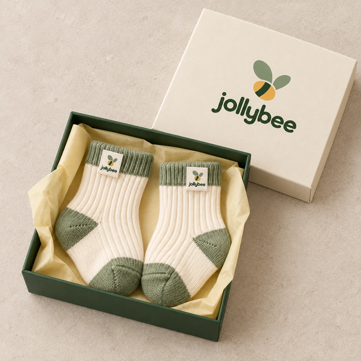 Two-tone baby socks packaging presentation