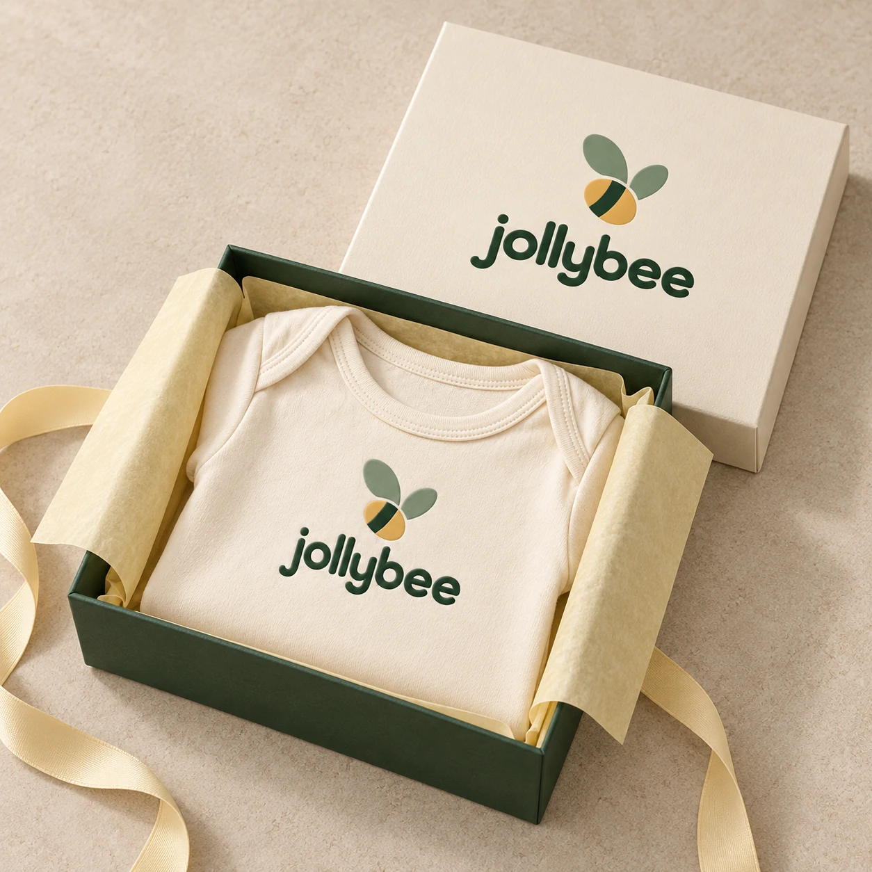 Bee bodysuit packaging presentation